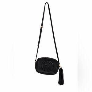 Gucci Soho Disco Black Leather Crossbody Bag | Authentic | Tassel | Camera Bag